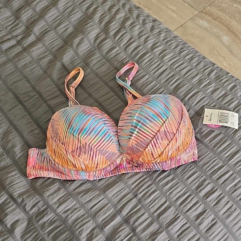 Colorful Striped Bikini Top Sz Xl Nwt - Picture 1 of 5